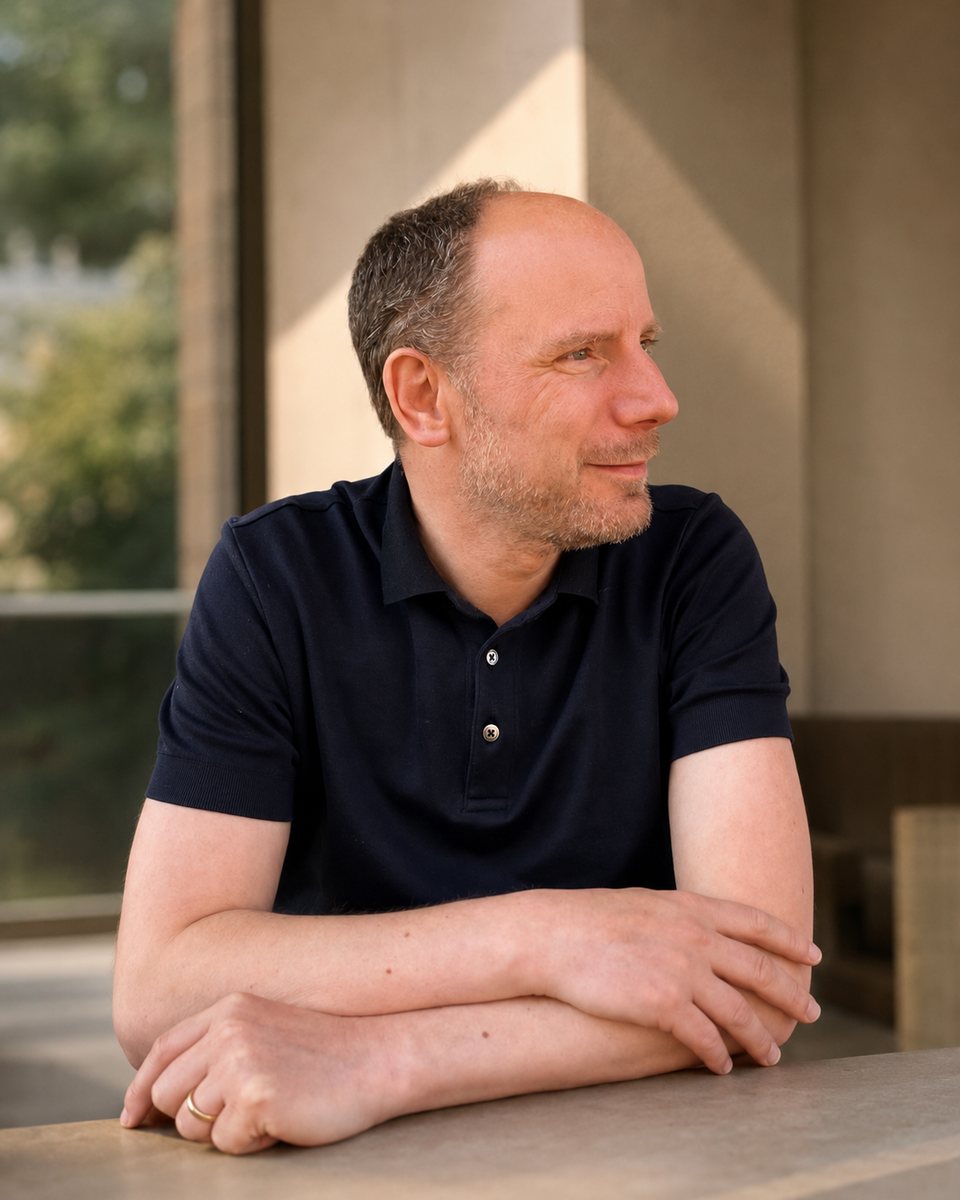 Portret van Harm Hendriks, naar rechts kijkend.
